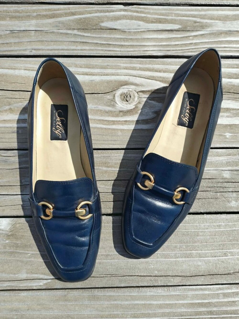 Selby Active Flex Navy Blue Horse Bit Loafers Women's Size 8 W